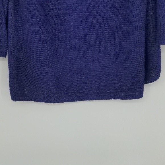 Chico's Women's Purple Linen Blend Cardigan Size Medium‎ Open Front Short Length - Picture 11 of 12